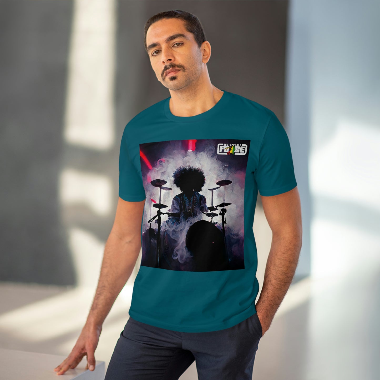 Shadow Afro Drummer -UFB Organic Creator T-shirt - Unisex