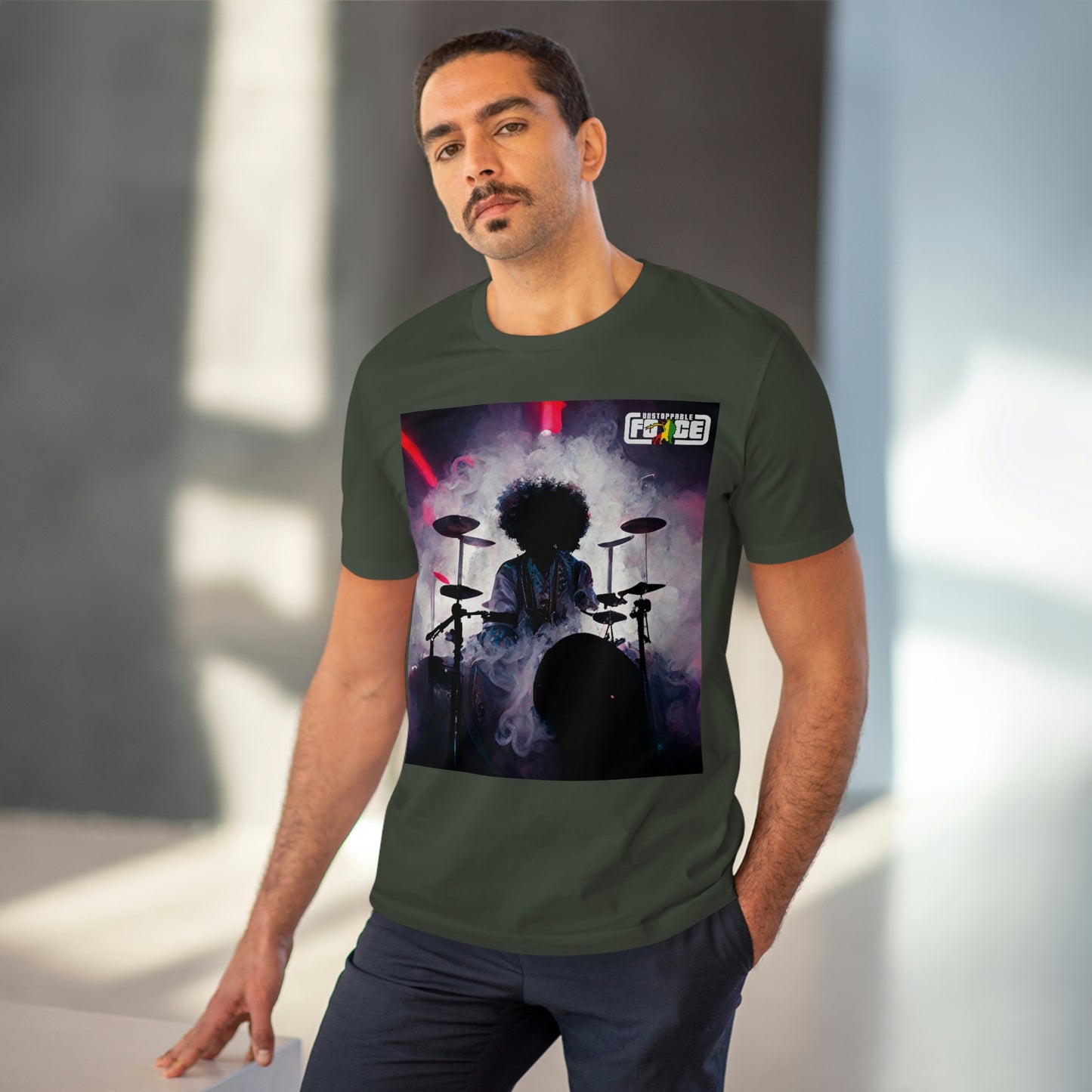 Shadow Afro Drummer -UFB Organic Creator T-shirt - Unisex