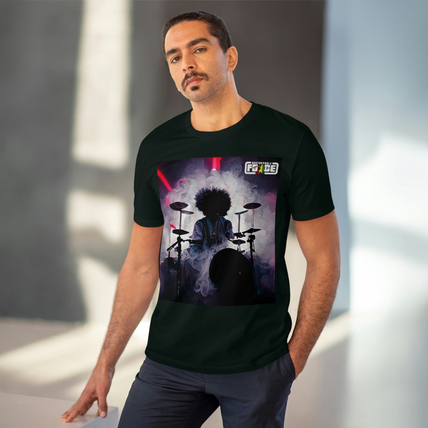 Shadow Afro Drummer -UFB Organic Creator T-shirt - Unisex
