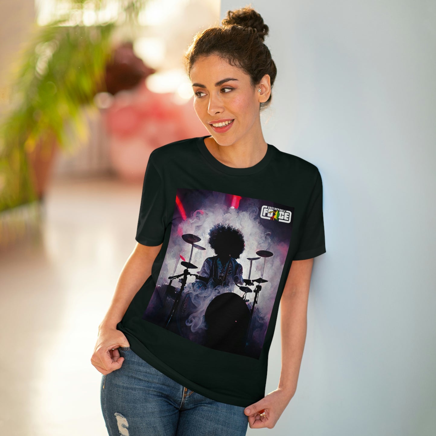 Shadow Afro Drummer -UFB Organic Creator T-shirt - Unisex