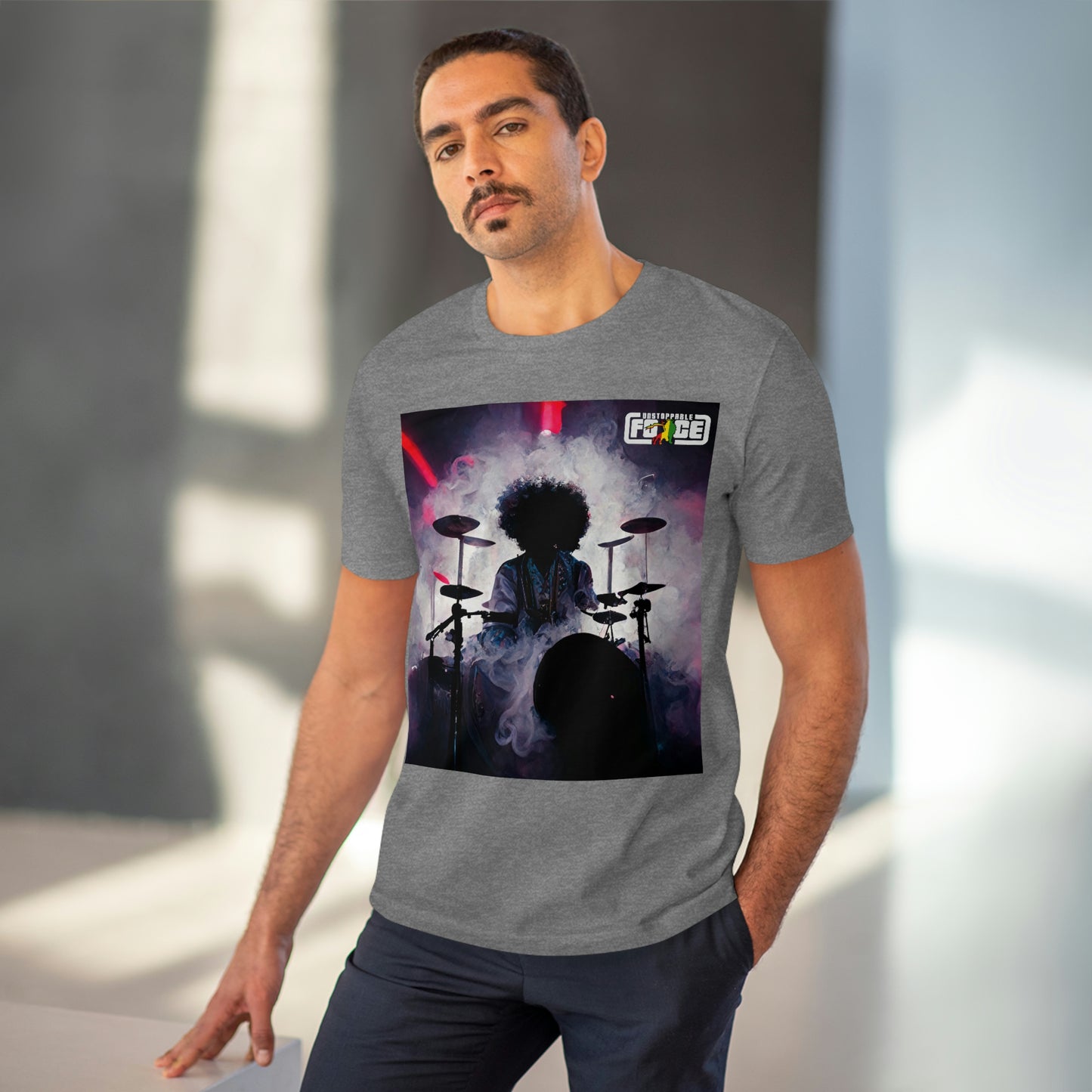Shadow Afro Drummer -UFB Organic Creator T-shirt - Unisex