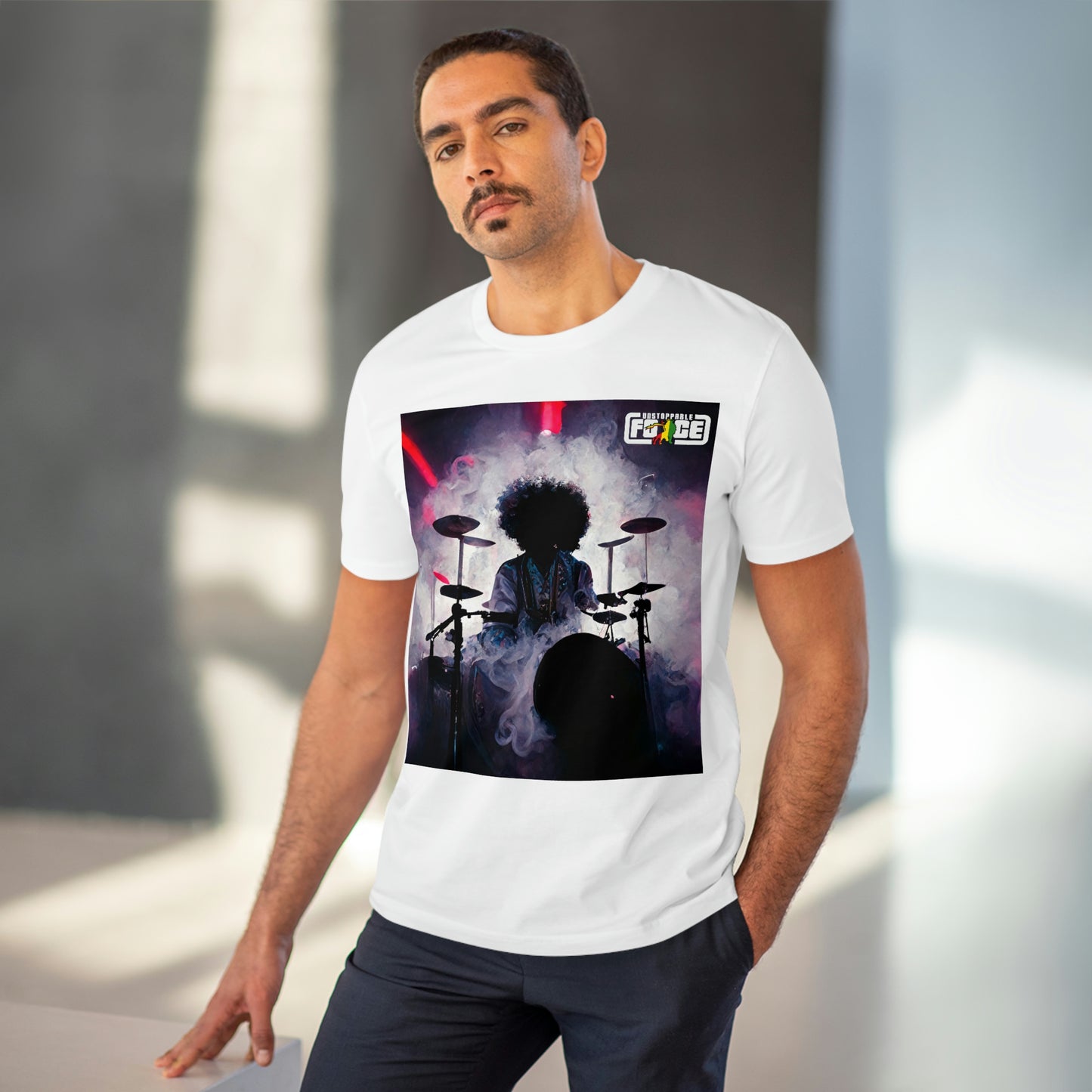 Shadow Afro Drummer -UFB Organic Creator T-shirt - Unisex