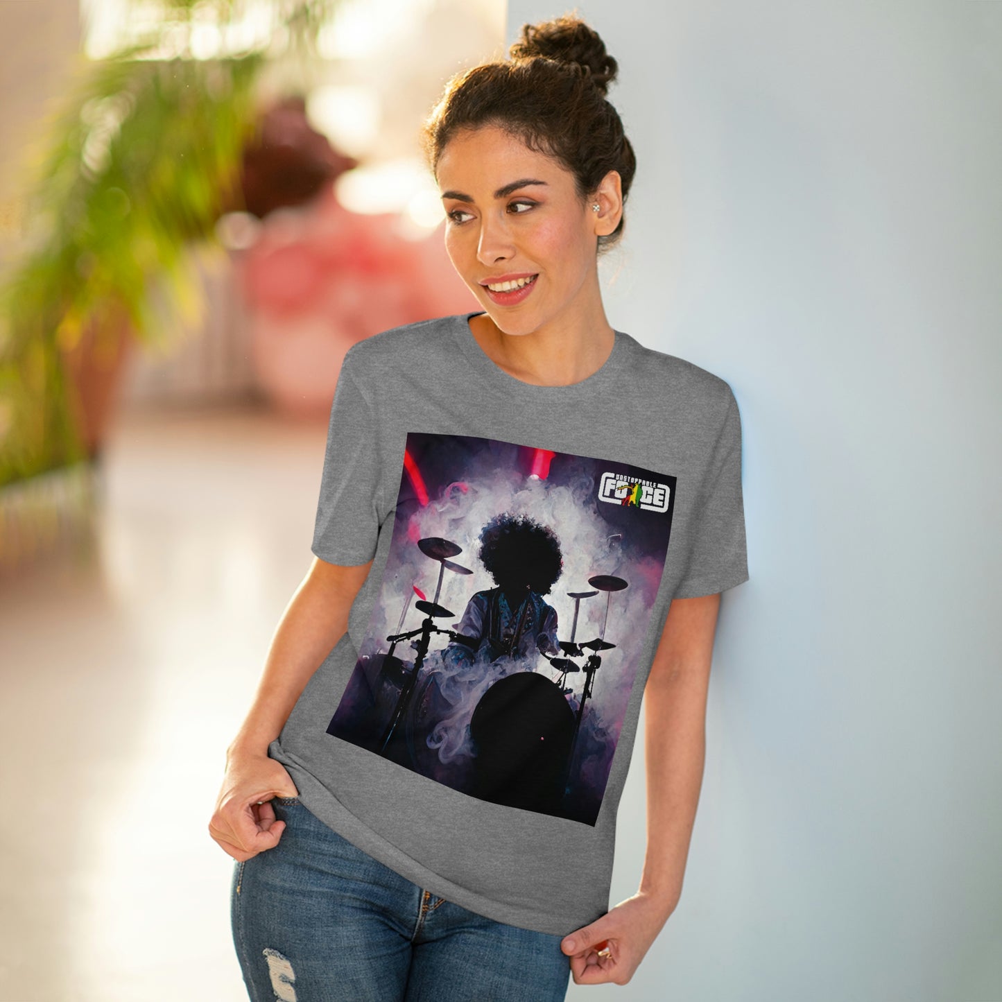 Shadow Afro Drummer -UFB Organic Creator T-shirt - Unisex