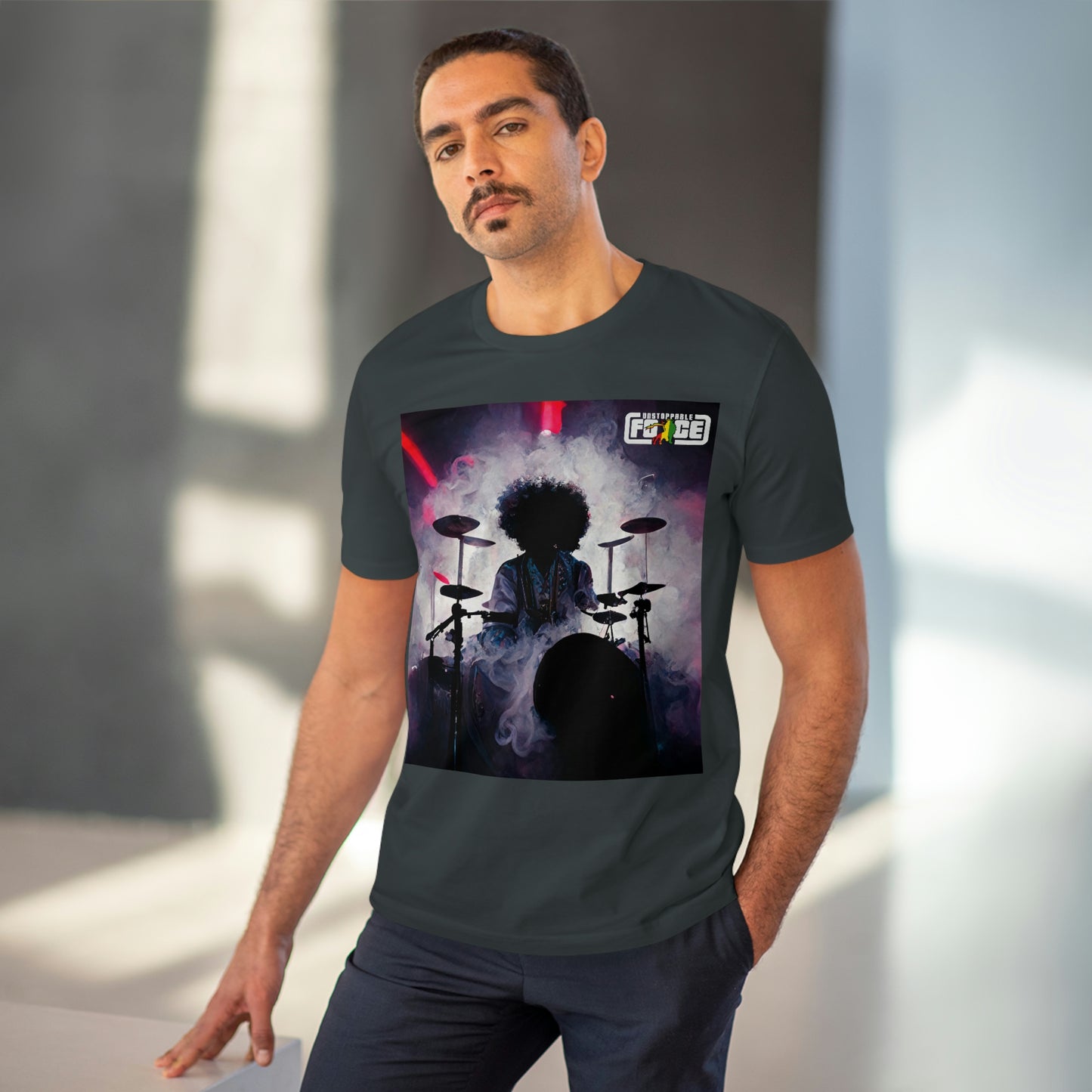 Shadow Afro Drummer -UFB Organic Creator T-shirt - Unisex