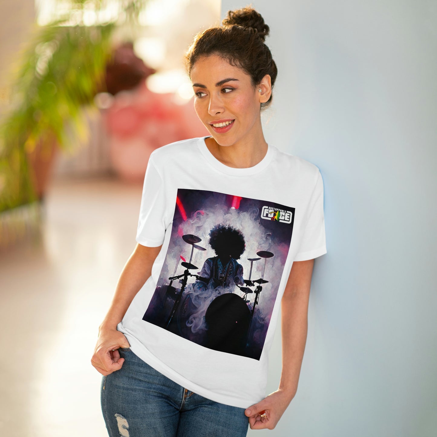 Shadow Afro Drummer -UFB Organic Creator T-shirt - Unisex