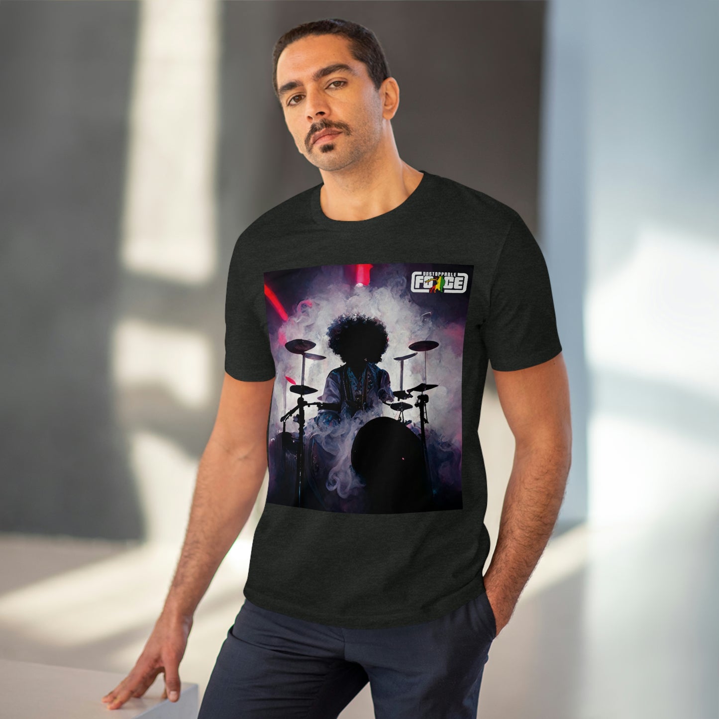 Shadow Afro Drummer -UFB Organic Creator T-shirt - Unisex